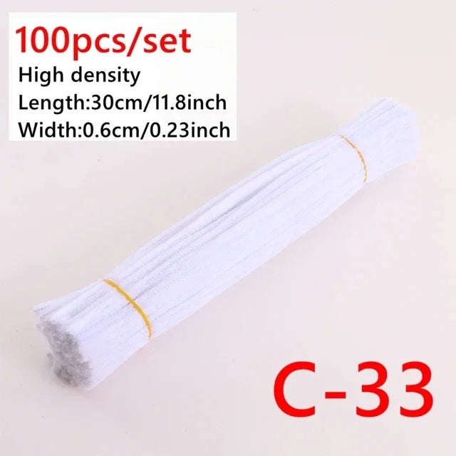 100pcs Colorful Chenille Stems Pipe Cleaners Kids Educational Toys Handmade Plush Tinsel Twist Sticks For DIY Craft Supplies