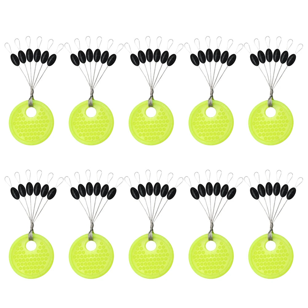 60pcs 10 Group Set Rubber Space Beans Stopper for Fishing Bait Fish Float Tools