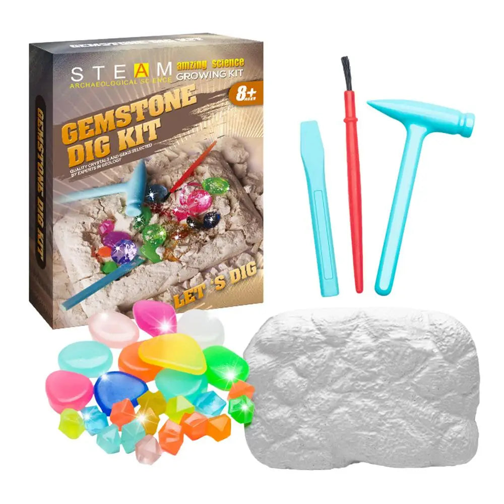Gemstone Dig Kits For Kids Educational Toy Crystal Mining Archaeology Excavation Dig Gem Stones Children STEM Learning Gifts