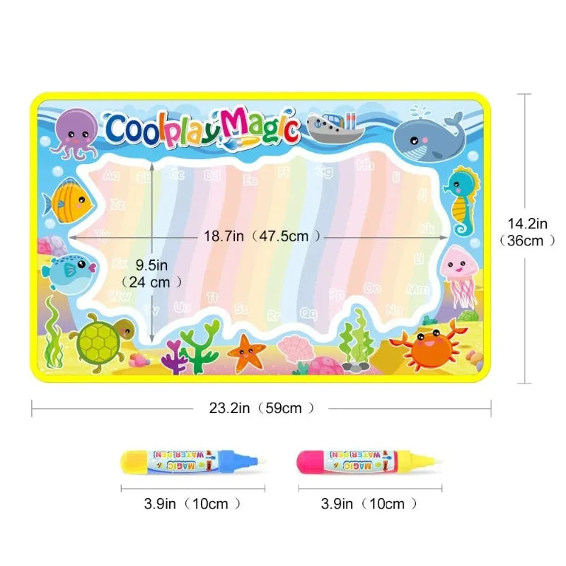 Animal Themes Rainbow Water Drawing Mat  Water Doodle Mat Coloring Books Water Painting Rug Xmas Gift for Kids
