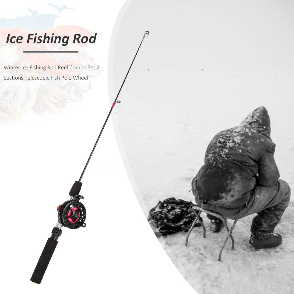 Telescopic Ice Fishing Rod 2 Sections Fishing Pole Small Short Sea Pole for River Lake Reservoir Ice Fishing and So On