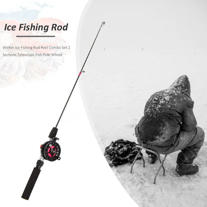 Telescopic Ice Fishing Rod 2 Sections Fishing Pole Small Short Sea Pole for River Lake Reservoir Ice Fishing and So On