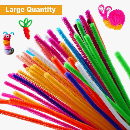 100pcs Colorful Chenille Stems Pipe Cleaners Plush Tinsel Stem Wired Twist Sticks Hair Strip Craft DIY Educational Toys Handmade