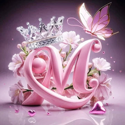 Huacan New Arrivals Diamond Painting Crown Letters  Full Drill Mosaic Butterfly Alphabet Art Wall Decor For Home Craft Kit