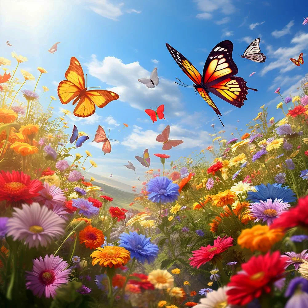 Butterfly Landscape Diamond Paintings Resin 120 Colors 5d Diy Full Drill Mosaic Flower Home Decorative Craft Kit Rhinestone