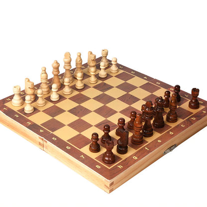 Wooden Chess Set Folding Magnetic Large Board With 34 Chess Pieces Interior For Storage Portable Travel Board Game Set For Kid