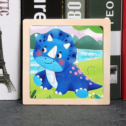 Baby Wooden Toys 11x11cm Jigsaw 3d Puzzle Cartoon Animal Traffic Wooden Puzzle Game Montessori Educational Toys For Children