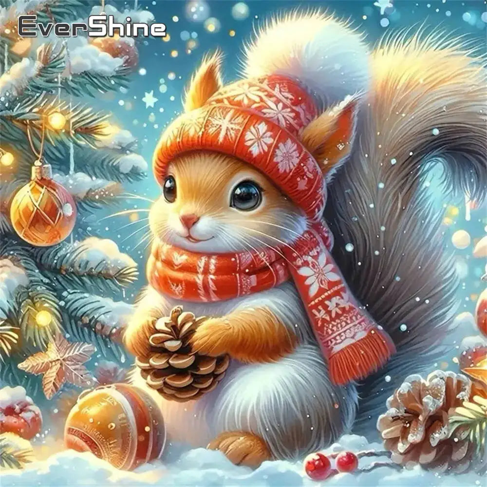 Evershine Diamond Embroidery Squirrel Animal DIY Painting Winter Suitable For Beginners Craft Kit Mosaic Christmas Gifts