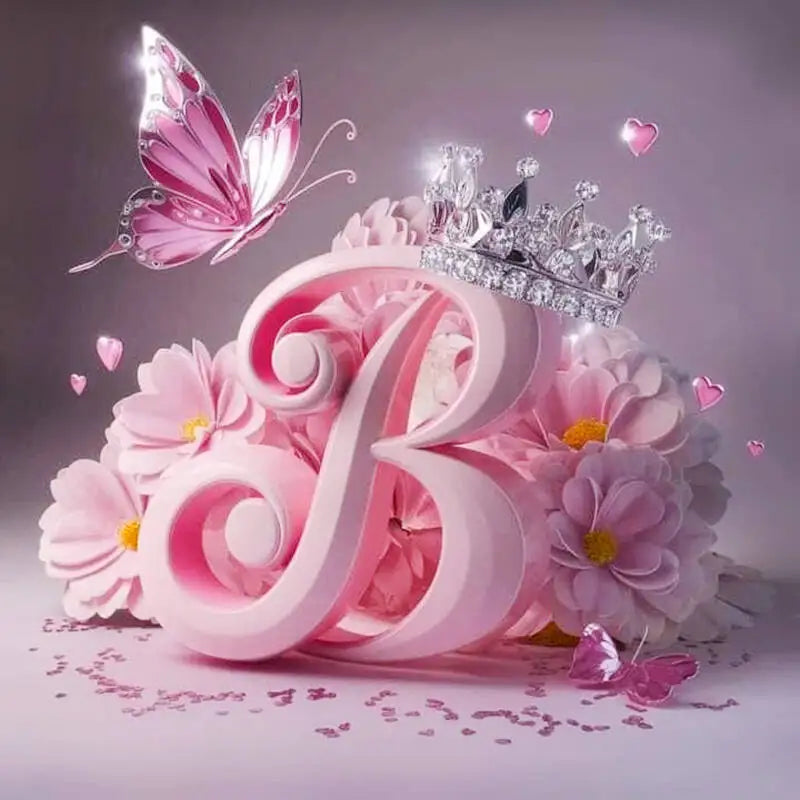 Huacan New Arrivals Diamond Painting Crown Letters  Full Drill Mosaic Butterfly Alphabet Art Wall Decor For Home Craft Kit