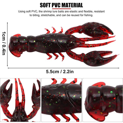 20pcs Crawfish Artificial Bait Shrimp Lobster Claw Lure For Bass Trout Pike Salmon Soft PVC Fishing Lures Swimbait 5.5cm/2.3g