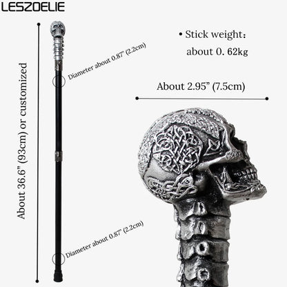 Silver Black Resin Skull Head Walking Stick Fashion Decorative Religious Women's Halloween Cosplay Canes Man's Walking Sticks