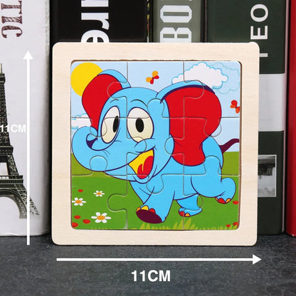 New 9piece Wooden 3d Puzzle Cartoon Animal Vehicle Intelligence Jigsaw Puzzle Game Montessori Educational Toys for Children