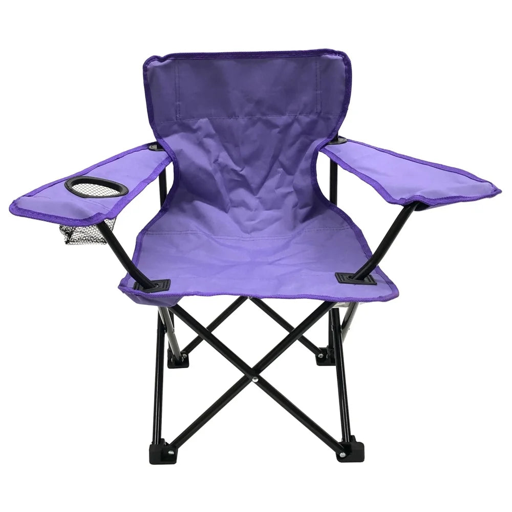 Kids Toddler Chair Lightweight Folding with Carry Bag Armrests Drink Holder Safety Locks Great Camping Parks Events