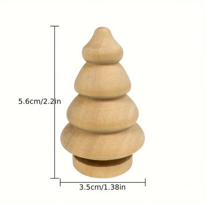 10PCS Wooden Christmas Trees, Creative Holiday Decor, DIY Hand-Painted Craft Kit for Kids, Wood Ornaments for Xmas Decorations