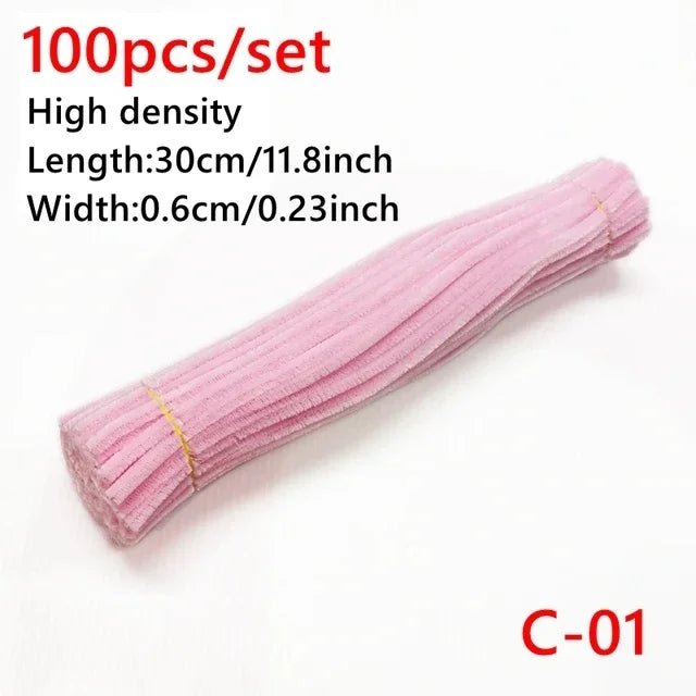 100pcs Colorful Chenille Stems Pipe Cleaners Kids Educational Toys Handmade Plush Tinsel Twist Sticks For DIY Craft Supplies
