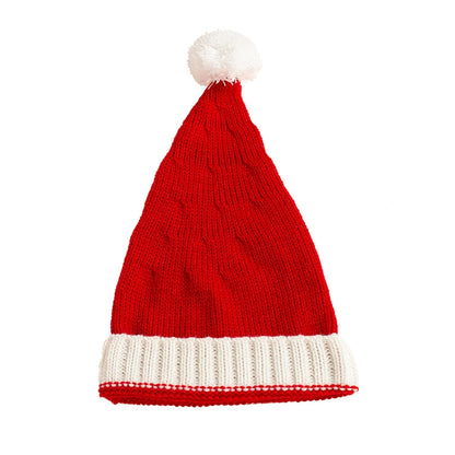 Santa Hats Family Matching Xmas Knit Hat Parent Child Pom Beanie Hat Winter Warmer Crochet Cap For Christmas Party Red White