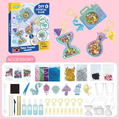 Kids DIY Crystal Glue Key chain Art Craft Set for Girls birthday Gift