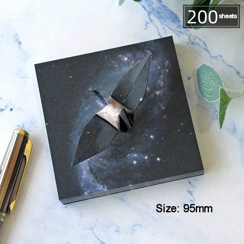 200-400Sheets Galaxy Outer Space Origami Paper Cranes Paper Decor Folded Origami Paper for Kids DIY Arts Christmas Craft Project