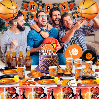 Basketball Birthday Decorations,98pcs Basketball Party Supplies and Decorations Set -Balloons Banner Tablecloth Plates ect