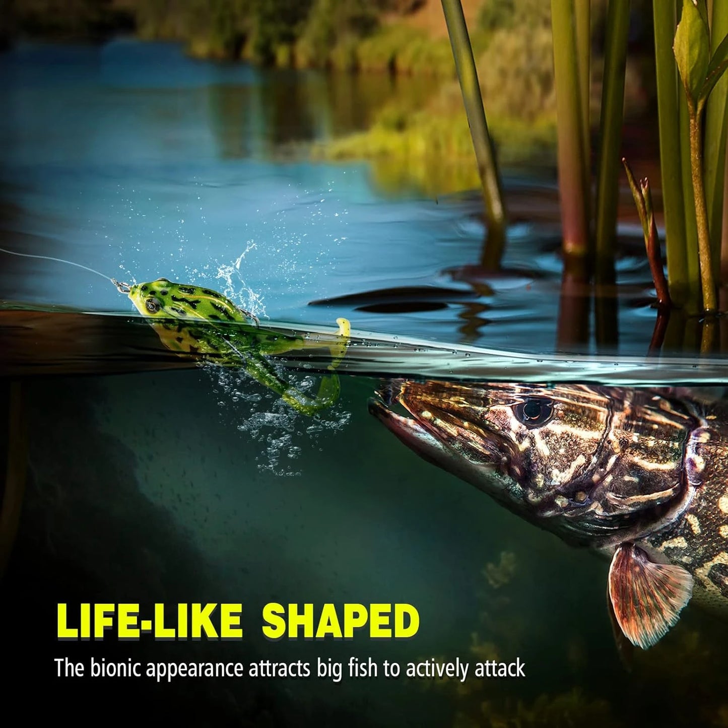 Topwater Frog Lure Bass Trout Fishing Lures Kit Set Realistic Prop Frog Soft Swimbait Floating Bait with Weedless Hooks