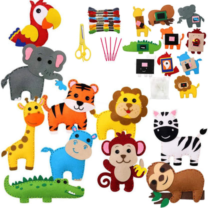 Woodland Animals Craft Kit Forest Creatures DIY Sewing Felt Plush Animals for Kids Early Educational Sewing Sensory Development