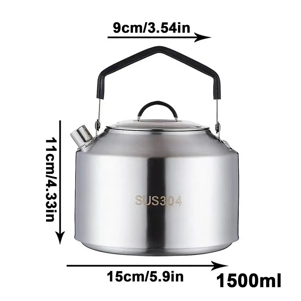 1L/1.5L Camping Water Kettle Outdoor Coffee Kettle Tableware Picnic Set Supplies Durable Camping Tea Kettle Tourism Cookware