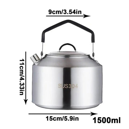 1L/1.5L Camping Water Kettle Outdoor Coffee Kettle Tableware Picnic Set Supplies Durable Camping Tea Kettle Tourism Cookware