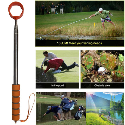 8.86 FT Telescopic Golf Ball Retriever Golf Ball Pick Up Retriever Grabber Non-Slip Handle Claw Sucker Tool Golf Accessories