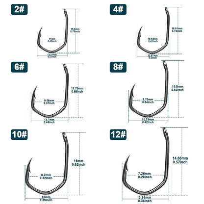 9KM 50~200Pcs PTFE Coating Sharp Fishing Hooks High Carbon Fishing Barbed Carp Hooks, Fishing Tackle Accessories