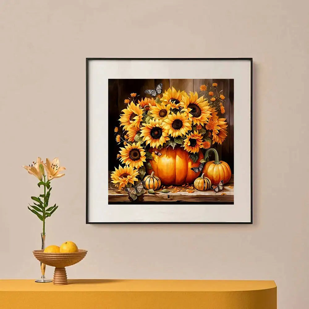 HUACAN Sunflower Pumpkin Diamond Painting Flower Home Decor Rhinestone Pictures New Collection 2025 Craft Kit