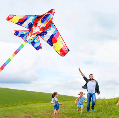 New Outdoor Fun Sport  Red Plane Kite Beginner Kites For Adults And Kids Come With String And Handle