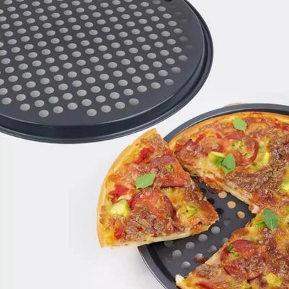 Nonstick Carbon Steel Pizza Pan Round Pizza Baking Tray with Holes for Crispy & Bubbly Home Restaurant Kitchen Baking Tools