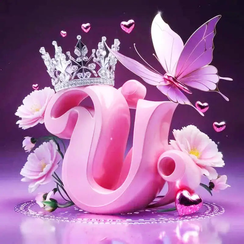 Huacan New Arrivals Diamond Painting Crown Letters  Full Drill Mosaic Butterfly Alphabet Art Wall Decor For Home Craft Kit