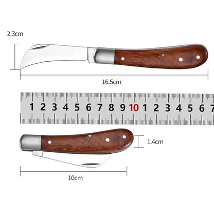 Folding Grafting Knife Grafting Tools Grafting Pruning Knife Professional Garden fruit tree Grafting Cutter Wooden Handle Knife