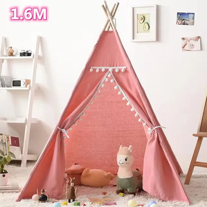 1.6m/1.3m Kid Tent Indoor Play House Wigwam for Child Portable Child Tipi Tents Teepee Toddler Ball Pit Girl Castle Play Room
