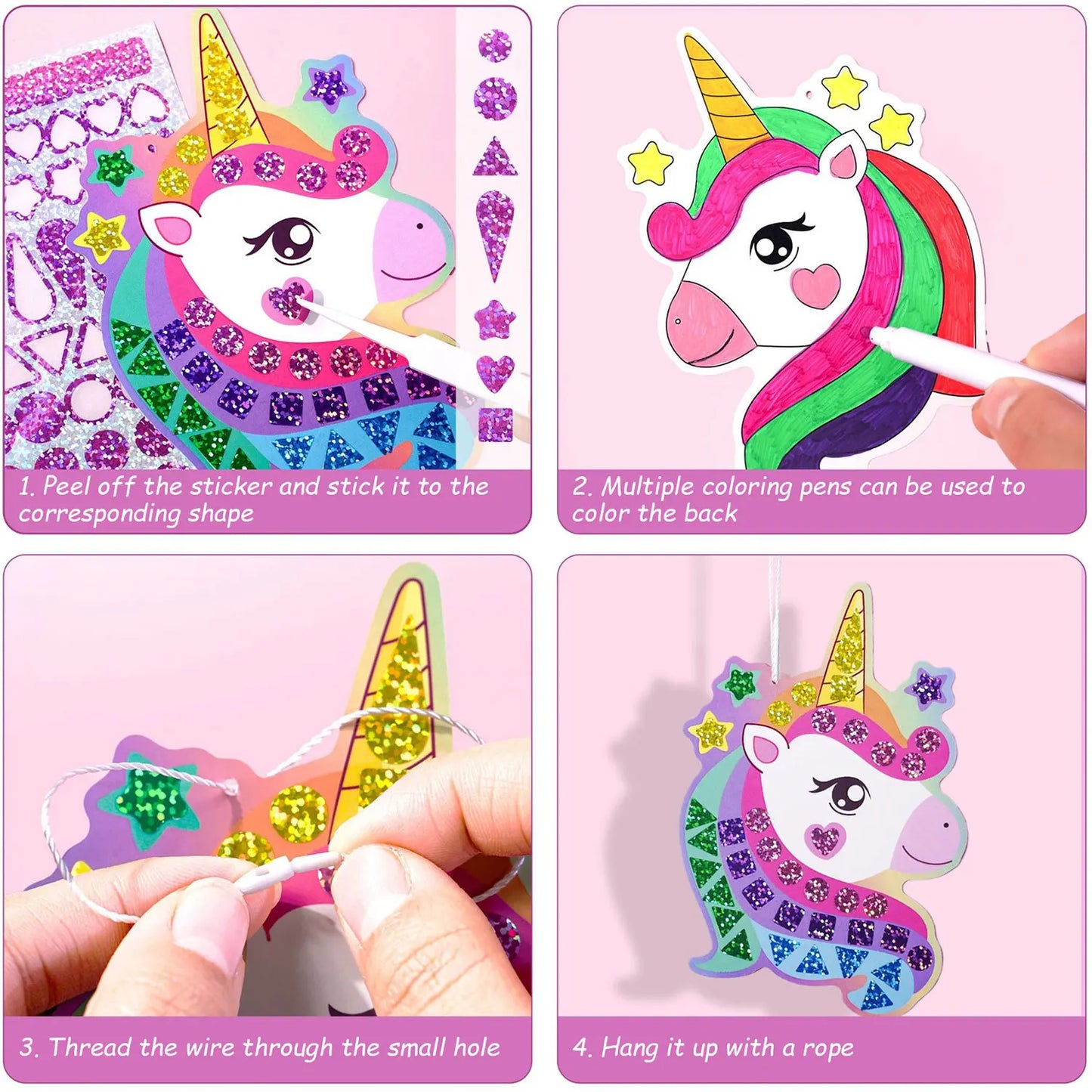 Holographic Mosaic Princess Mermaid  Art Set DIY Craft Kit Foil Stickers For Birthday Gift For Travel Gift DIY Decor