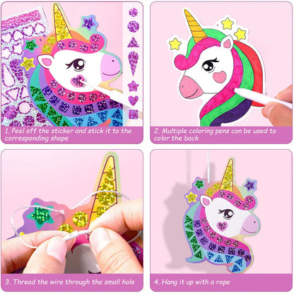 Holographic Mosaic Princess Mermaid  Art Set DIY Craft Kit Foil Stickers For Birthday Gift For Travel Gift DIY Decor