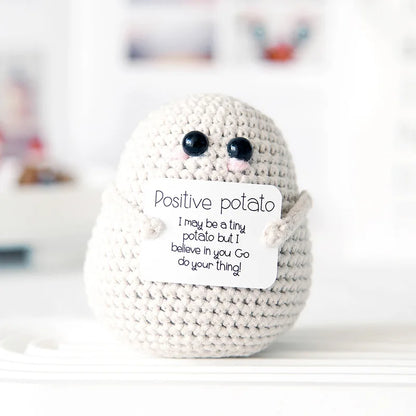 Handcrafted Positive Potato Decor - Emotional Support Crochet, Monochrome DIY Craft Kit, All-Season Quirky Potato Ornament Gift