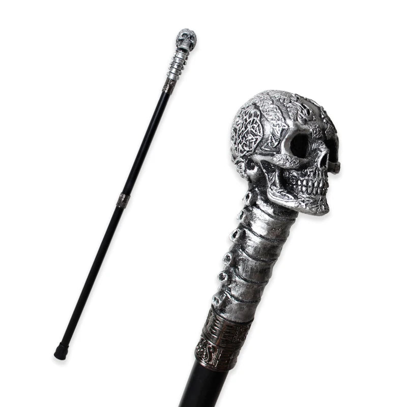 Silver Black Resin Skull Head Walking Stick Fashion Decorative Religious Women's Halloween Cosplay Canes Man's Walking Sticks