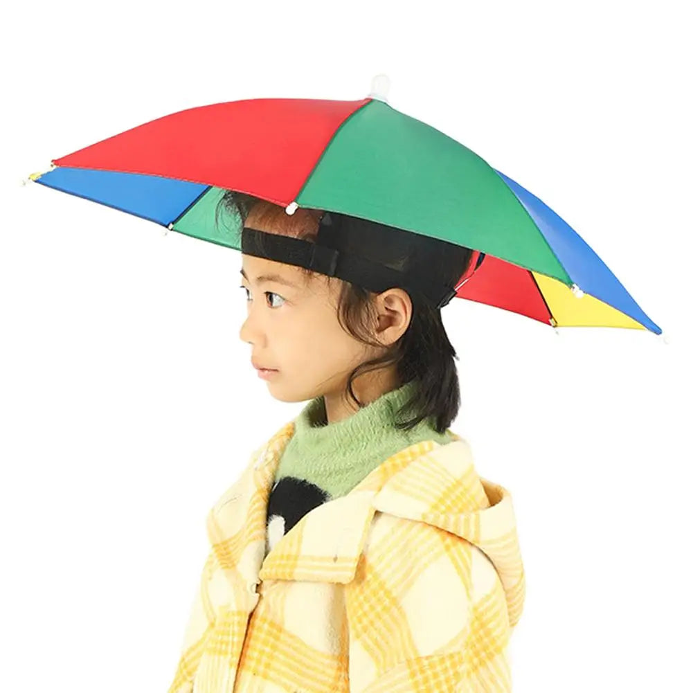 Children Rain Umbrella Hat Portable Foldable Outdoor Headwear Shade Head Hats Cap Beach Sun Camping Kids Waterproof Fishing K5F9