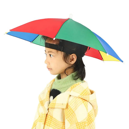 Children Rain Umbrella Hat Portable Foldable Outdoor Headwear Shade Head Hats Cap Beach Sun Camping Kids Waterproof Fishing K5F9