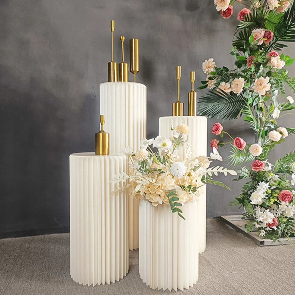 Roman Folding Column Ornaments Party Honeycomb Origami Display Stand Shop Window Wedding Decor Folding Cylindrical Flower Rack