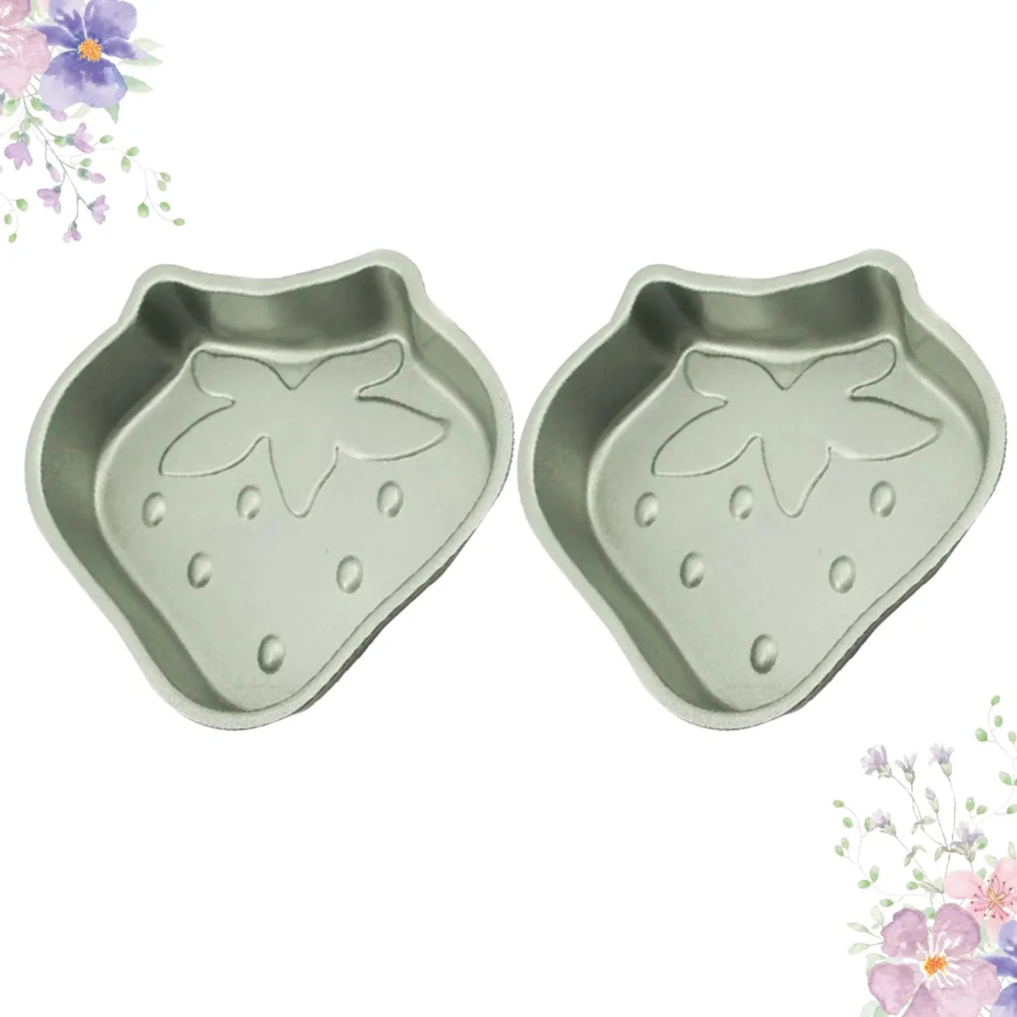 2 Pcs Baking Dishes  Oven Bakeware Pan Chocolate Strawberry Cake Child Mold Heart