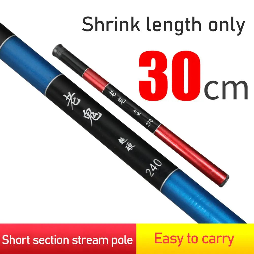1.8m 2.1m 2.4m 2.7m 3.0m Super Light Hard High Carbon Fiber Telescopic Fishing Rods Hand Pole Freshwater Carp Stream Dropship
