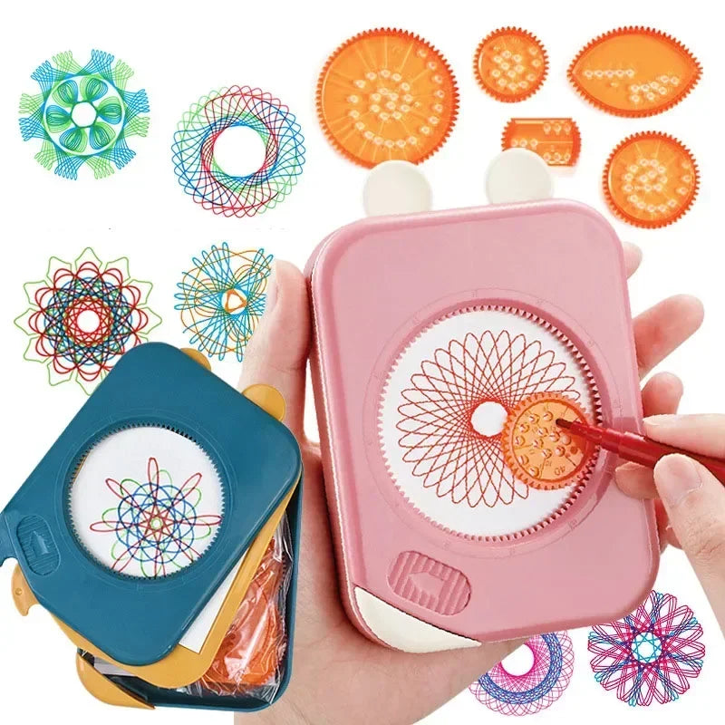Spirograph Drawing Kit with Storage - Interlocking Gear Art Set for Kids
