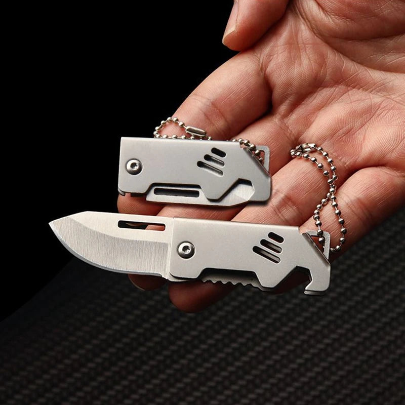 Outdoor Mini Folding Knife Portable Stainless Steel Survival Pocket Knife Camping Backpack Keychain Pendant Camping Hiking Tools