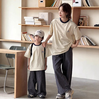 Family Clothes Tees Father Mother and Daughter Son Kids Cotton Short Sleeve T Shirts Fashion Korea Parents and Children Clothes