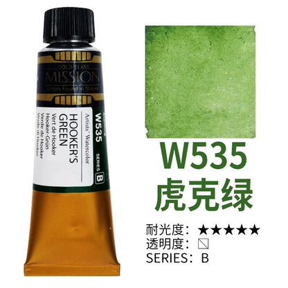 Korea Mijello Mission Gold Watercolour Paint 15ml Tube Series A/B Pure Aquarela Pigments Artist Water color Art Supplies