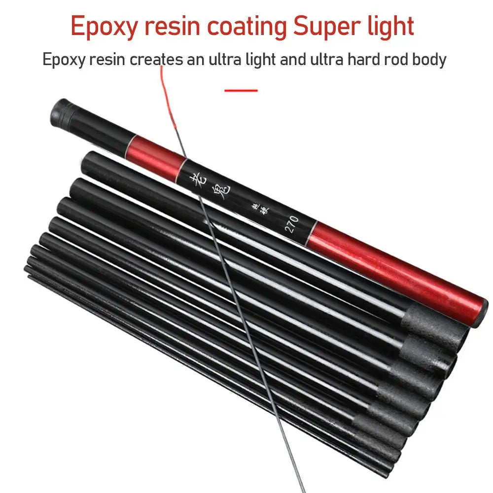 1.8m 2.1m 2.4m 2.7m 3.0m Super Light Hard High Carbon Fiber Telescopic Fishing Rods Hand Pole Freshwater Carp Stream Dropship