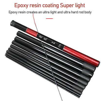 1.8m 2.1m 2.4m 2.7m 3.0m Super Light Hard High Carbon Fiber Telescopic Fishing Rods Hand Pole Freshwater Carp Stream Dropship